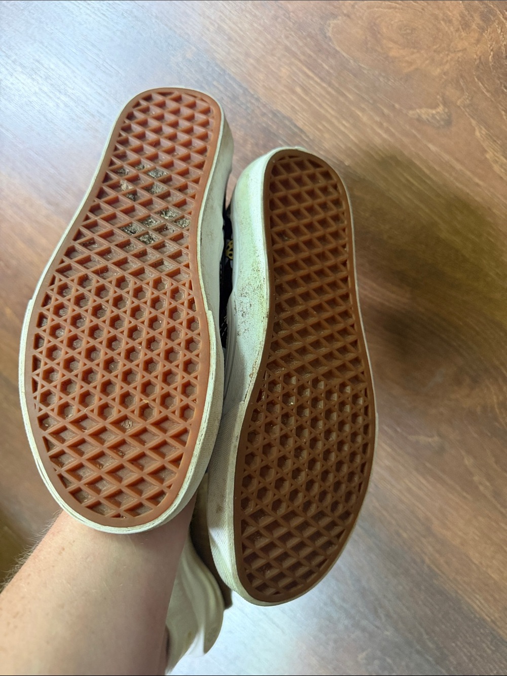 Vans Slip-On Sneakers - Black with Blue & Yellow Smiley Daisies - Picture 2 of 5